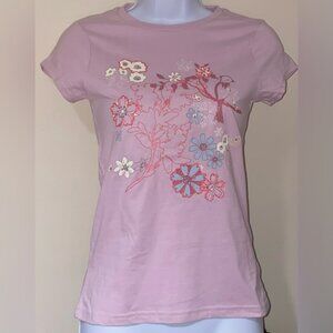 New vintage graphic tee old navy perfect fit floral rhinestone top bling tee
